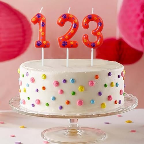 Kandelo Number Blue and Yellow Dog Paw Birthday Candles 1 Red