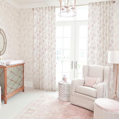 Lino Rosa Pink Floral Linen Curtains 96 In 2 Panel Set