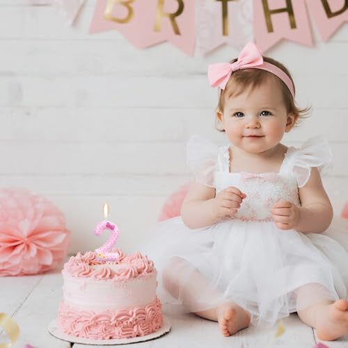 Pink Bow Number 3 Birthday Candle Decor