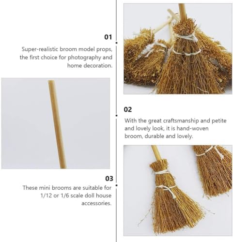 5Pcs Witch Broomstick Set Miniature Brooms Cinnamon Broom Decorative Tools