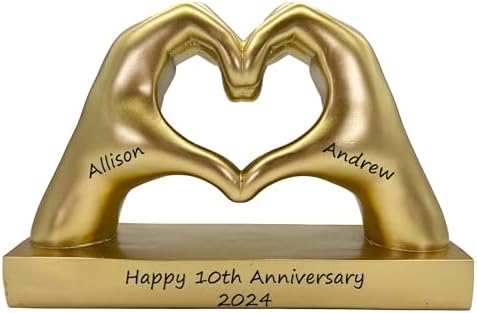 Gold Heart Shape Hand Statue Personalized for Girlfriend