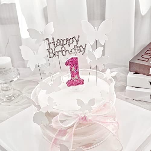 Pink Birthday Candles with 3D Butterfly Design
