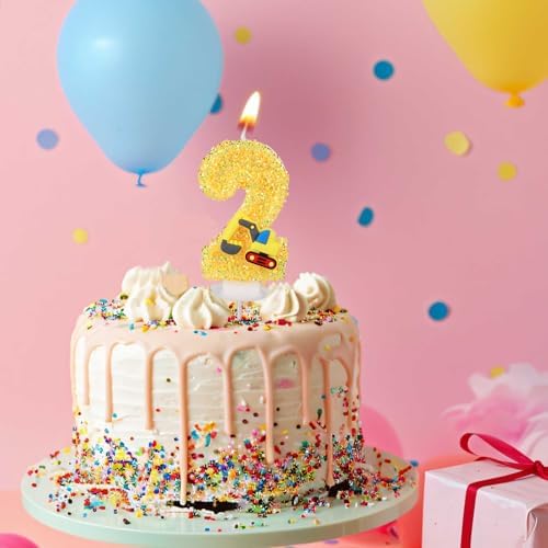 Yellow Truck Birthday Candle with Toy and Tray