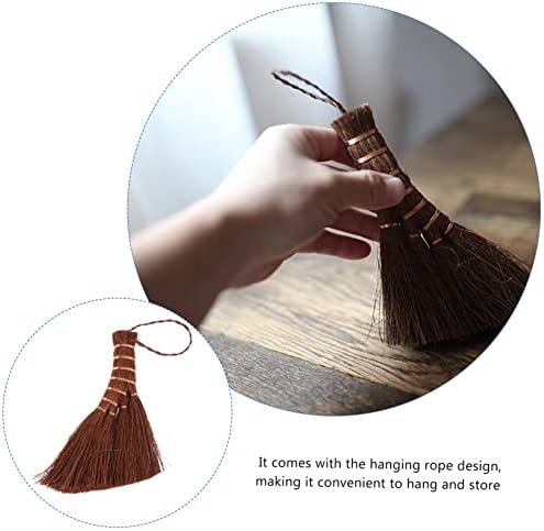 SAFIGLE Mini Brown Hand Broom - Compact Lightweight Soft Bristle Cleaning Tool