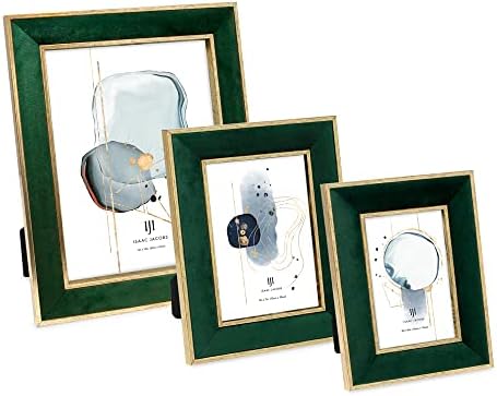 Isaac Jacobs 5x7 Green Velvet Frame with Gold Border 1