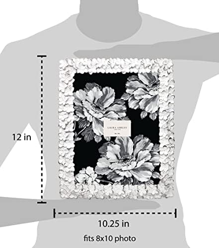 Laura Ashley 8x10 White Silver Flower Resin Frame