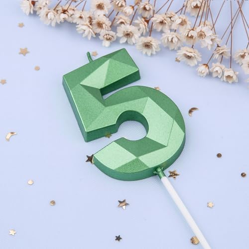 PHD CAKE 276 Inch Crystal Green 5 Number Candle