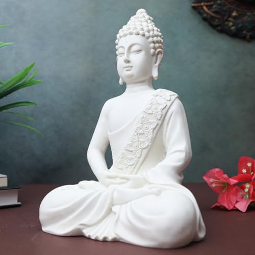 The Advitya White Buddha Statue Resin 105inch