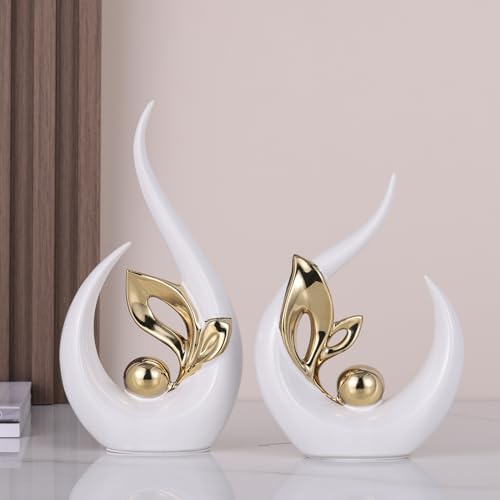 94 H White Gold Abstract Sculptures for Home Decor