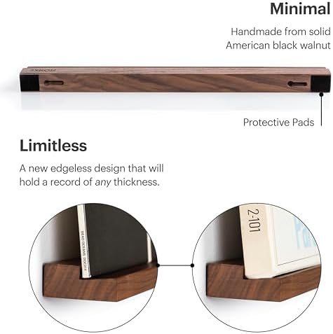 MNKE Vinyl Record Wall Mount - Elegant Solid Wood Display Ledge