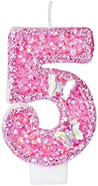 Pink Birthday Candles with 3D Butterfly Design