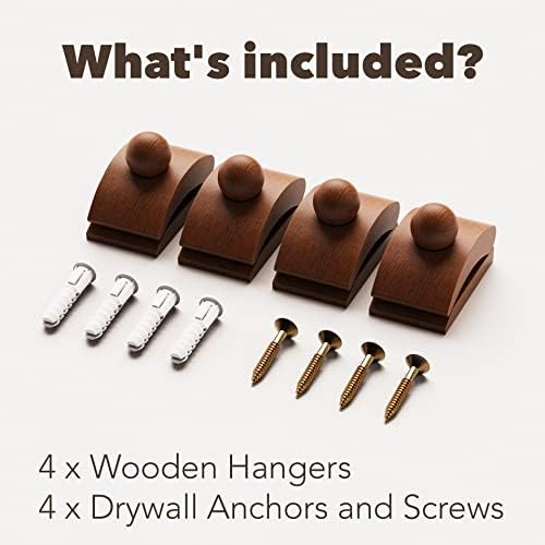 Crebri Wooden Quilt Hangers 4-Pack for Wall Displays Brown
