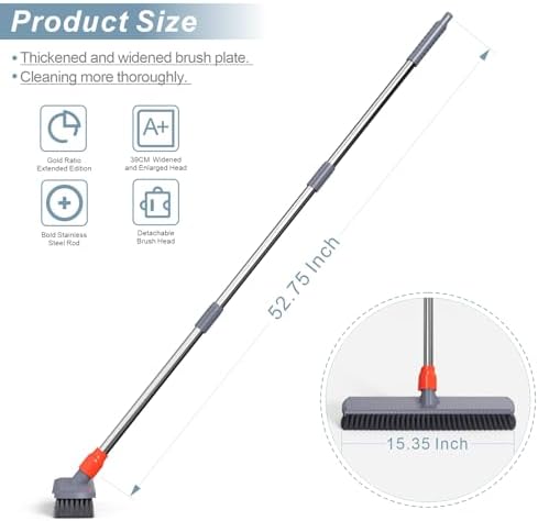AILUROPODA Push Broom for Bathroom Kitchen and Outdoor Cleaning
