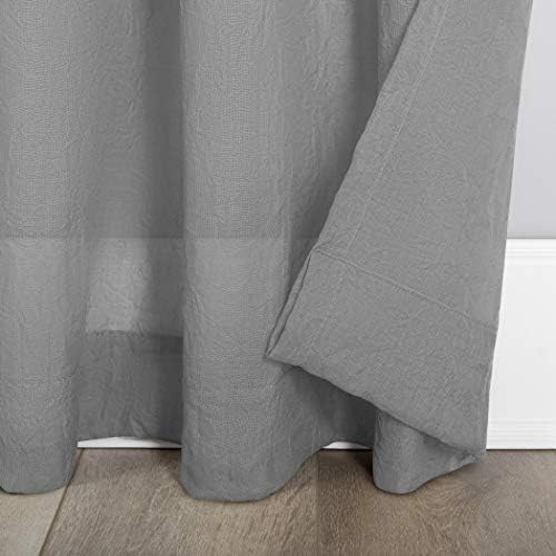 No 918 Genevieve Linen Sheer Curtain Panels 50 x 108 Gray