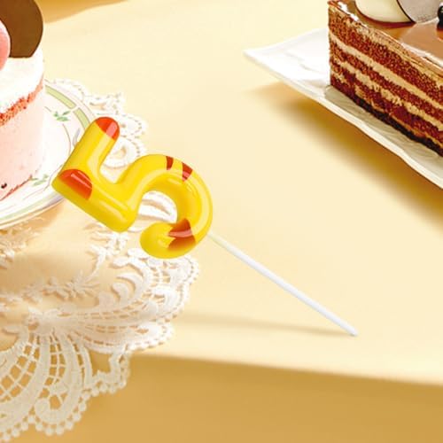 Candsun Cartoon Yellow Birthday Candles Number 5 1