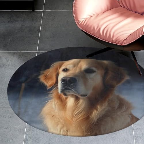 Golden Retriever 80x80cm Soft Coral Velvet Area Rug