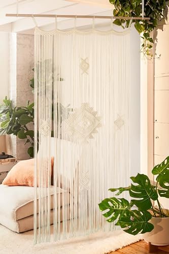 IOWER Macrame Curtain 35x74 Ivory Boho Decor