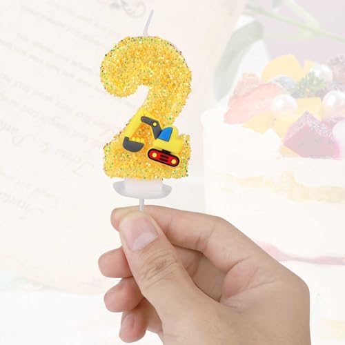 Yellow Truck Birthday Candle with Toy and Tray