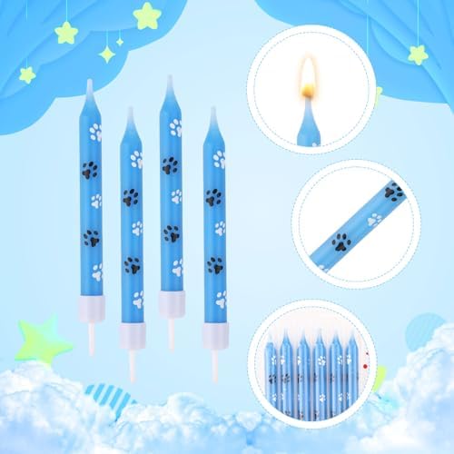 PEUTIER 12Pcs Paw Print Birthday Candles for Dogs and Cats