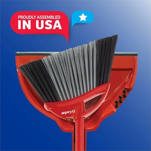 O-Cedar PowerCorner Angle Broom with Dustpan Red