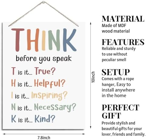 Think Before You Speak Wood Plaque Sign