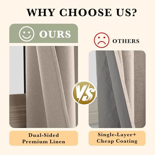 RYB HOME Blackout Door Curtain Panel 42x80 Linen Thermal Insulated