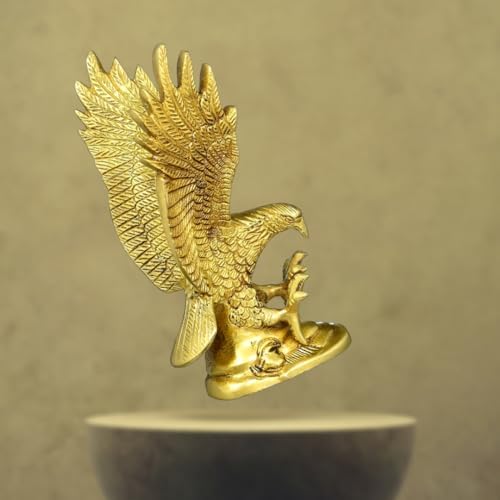 Brass Eagle Statue with Gold Finish 16 cm Decorative Figurine