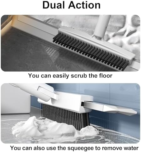 Silicone Broom with Squeegee 49 Adjustable Handle Magic Sweeper