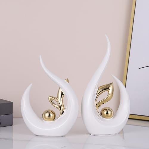 94 H White Gold Abstract Sculptures for Home Decor