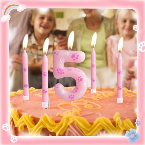 FUNCANDLE Dog Paw Number 4 Birthday Candles with 12 Pieces
