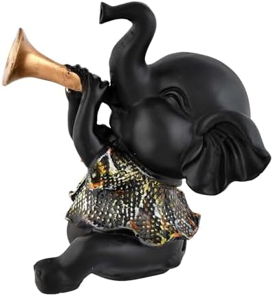 US Elephant Musical Instrument Sculpture Home Decor Showpiece