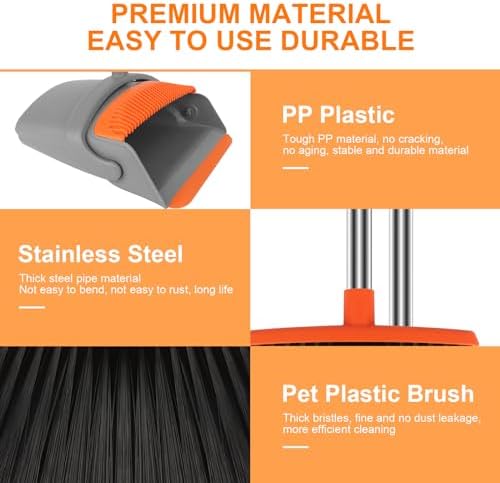 UDUK Broom and Dustpan Combo Set 51 Long Handle