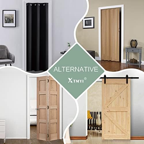 XTMYI Black Door Curtain Panel 80 Inch Thermal Insulated Door Cover