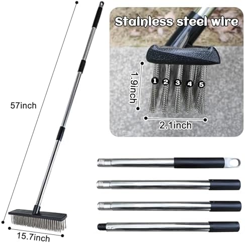 HRADHOL Heavy Duty Push Broom with Stainless Steel Bristles