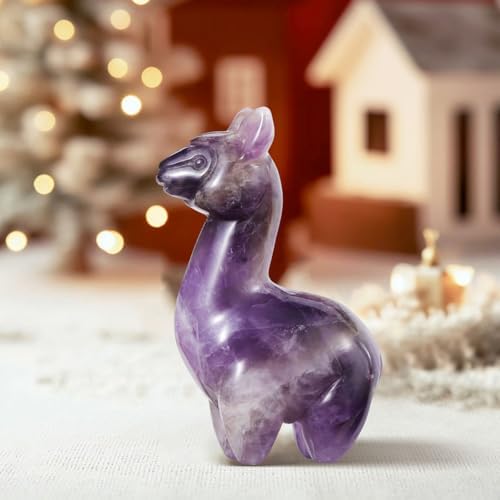 Amethyst Alpaca Crystal Statue - 2 Inch Cute Home Decor Figurine