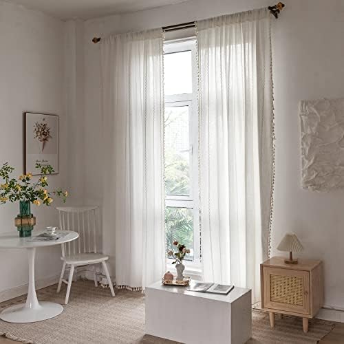 BCLBUSTE Boho Curtains 2 Panels 52x96 Inch Linen Drapes