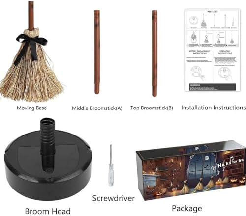 Animated Halloween Broom with LED Lights
