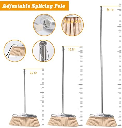 SUTINE Heavy Duty Broom and Dustpan Set with Long Handle