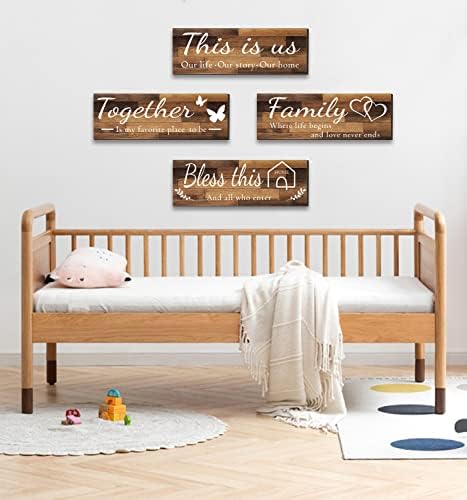 Joyhawk 4 Piece Wall Signs Set Rustic Wooden Farmhouse Decor