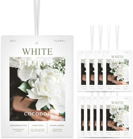 COCODOR 10 Pack White Floral Scented Sachets 1