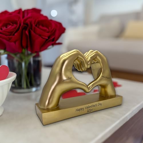 Gold Heart Shape Hand Statue Personalized for Girlfriend