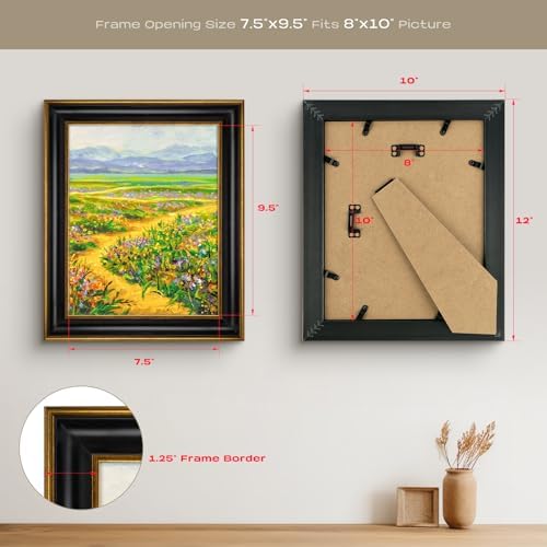 Golden State Art 8x10 Black Frame with Gold Trim