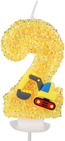 Yellow Truck Birthday Candle with Toy and Tray