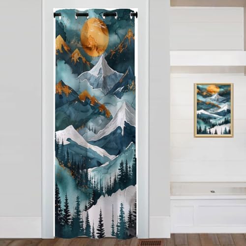 WUMINMIN Mountain Landscape Door Curtain 34x80 1