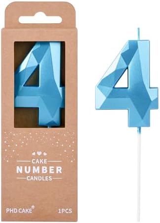 PHD CAKE 276 Inch Crystal Blue 4 Number Birthday Candles
