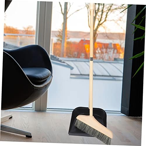 Mobestech 1 Set Solid Wood Bristle Broom and Dustpan