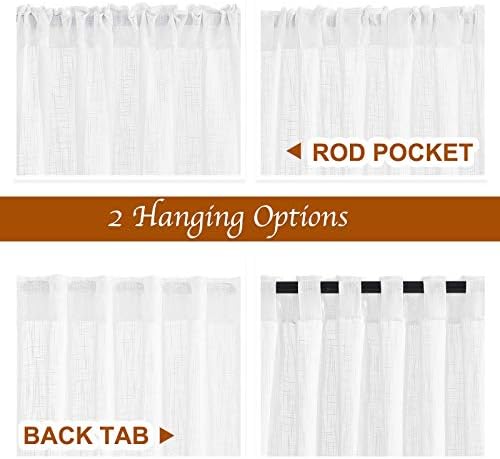 NICETOWN White Faux Linen Curtains 2 Panels 34x80