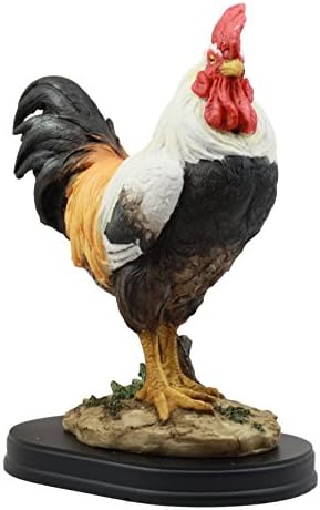 Ebros Black Breasted Rooster Statue with Base
