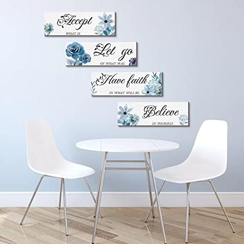 Joyhawk 4 Piece Blue Flower Wall Decor Set