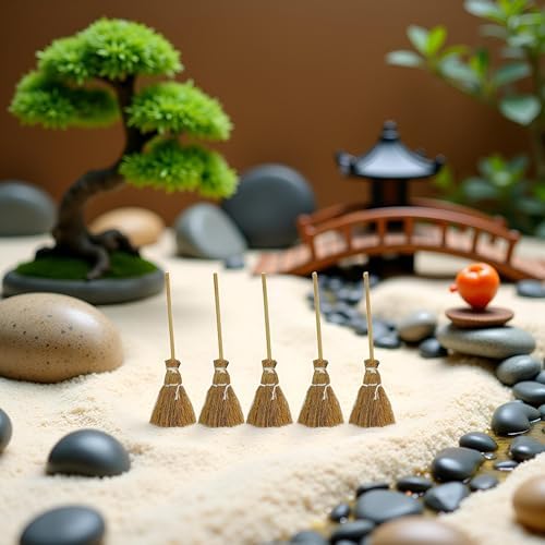 5Pcs Witch Broomstick Set Miniature Brooms Cinnamon Broom Decorative Tools
